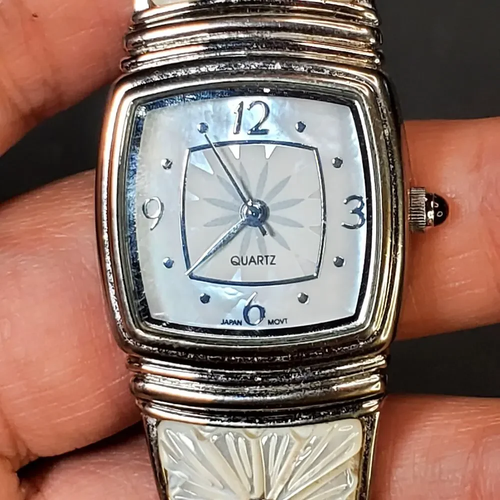 Quartz Japan Movement Stainless Steel Womens Genuine Leather Watch